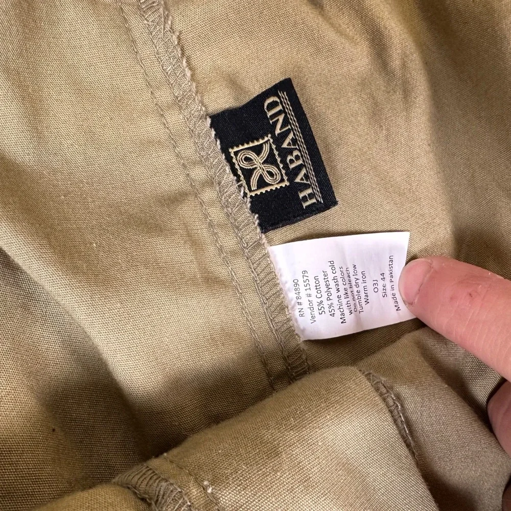 Haband Mens Khaki Shorts Size 44 Elastic Back Waist Tan Cotton Blend Casual‎